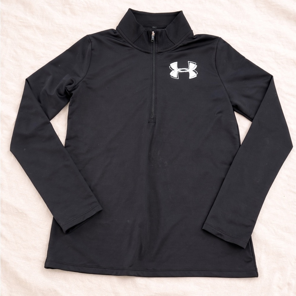 Under Armour Black Quarter-Zip Pullover with White Logo